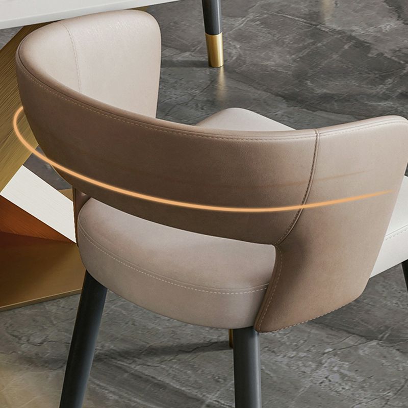 Modern Arm Chair Faux Leather Open Back Dining Room Chair for Indoor