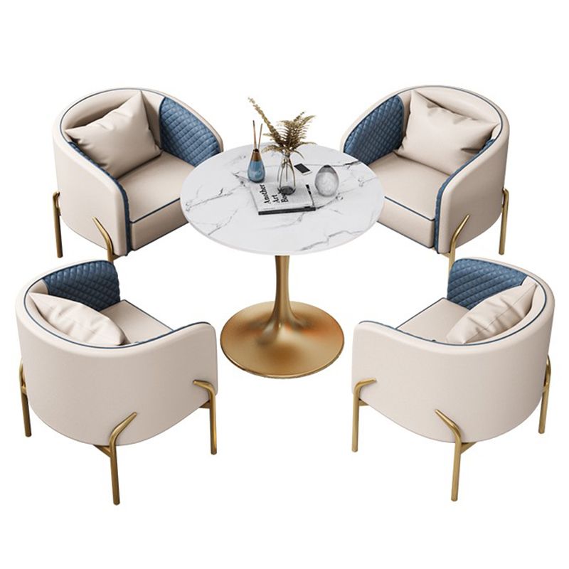 Traditional Luxury Round Dining Site Table Stone Home Furniture with Tulip Base