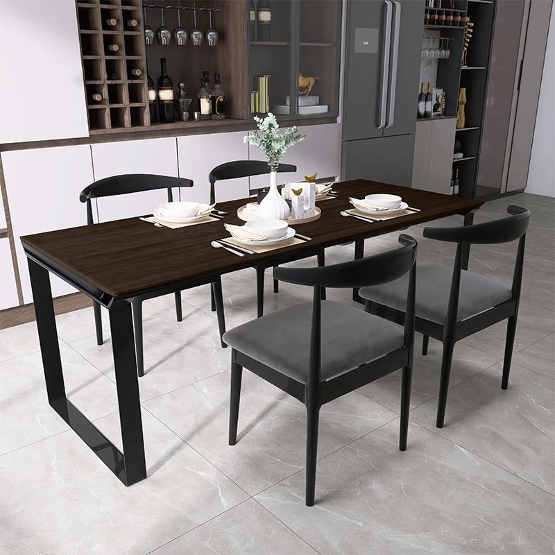Black Pine Wood Modern Dining Table Set 1/5/7 Pcs Dinette Set for Home