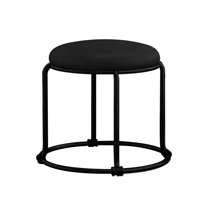 Contemporary Ottoman Fabric Upholstered Solid Color Round Ottoman