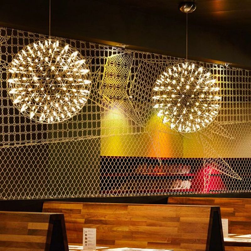 Vuurwerk kroonluchter verlichting met orb -schaduw modernistisch roestvrij staal 8 "/12" W led restaurant hanglamp in chroom
