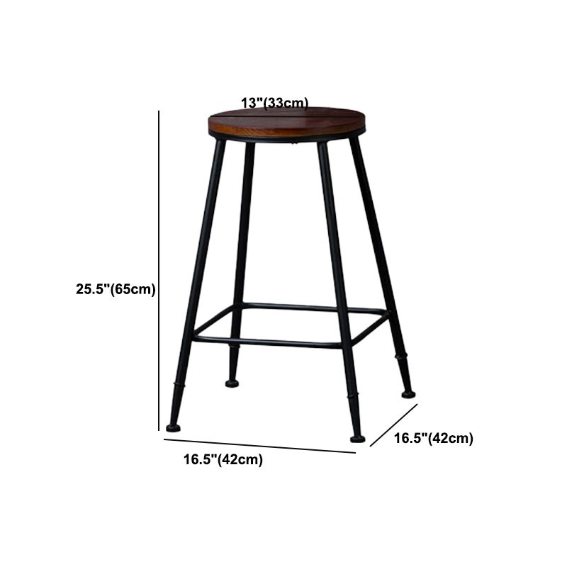 Indoor Industrial Style Wood Top Barstool Metal 4 Legs Bar Stool with Pedal