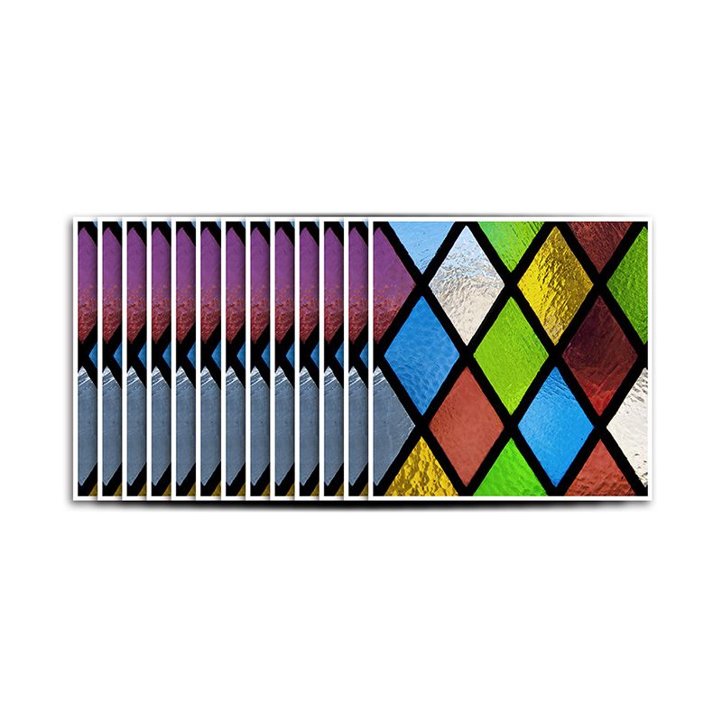 Adhesive Latticework Mosaic Wallpapers 50 Pieces Bohemian PVC Wall Decor, 6' x 6"