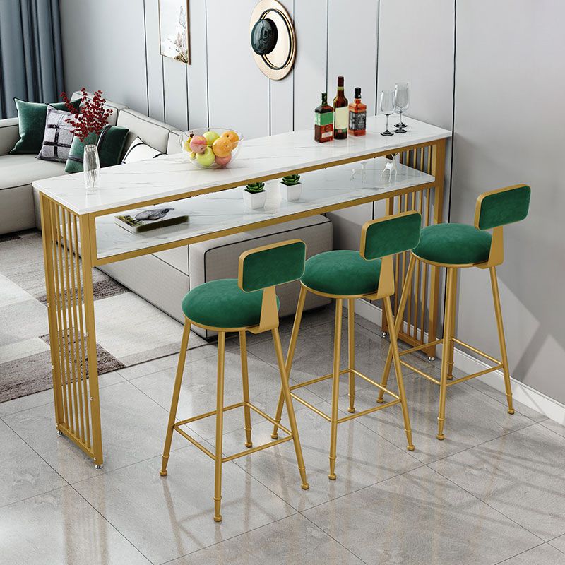 Glam Indoor Bar Dining Table Marble Rectangle Bar Stool Table