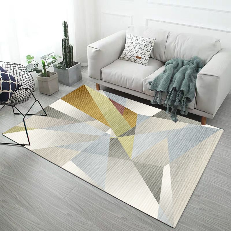 Decorative Modern Geometry Printed Rug Creative Funky Polyester Area Rug Easy Care Friendly Washable Rug for Living Room
