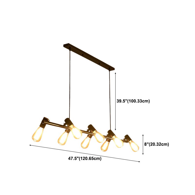 Black Industrial Pendant Light Linear Shape Island Light with Metal Shade for Living Room