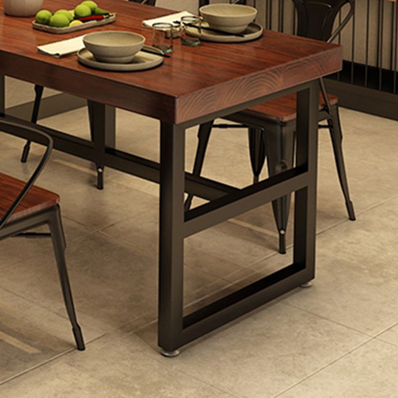 Solid Wood Industrial Dining Table Brown Dinette Table with Metal Frame