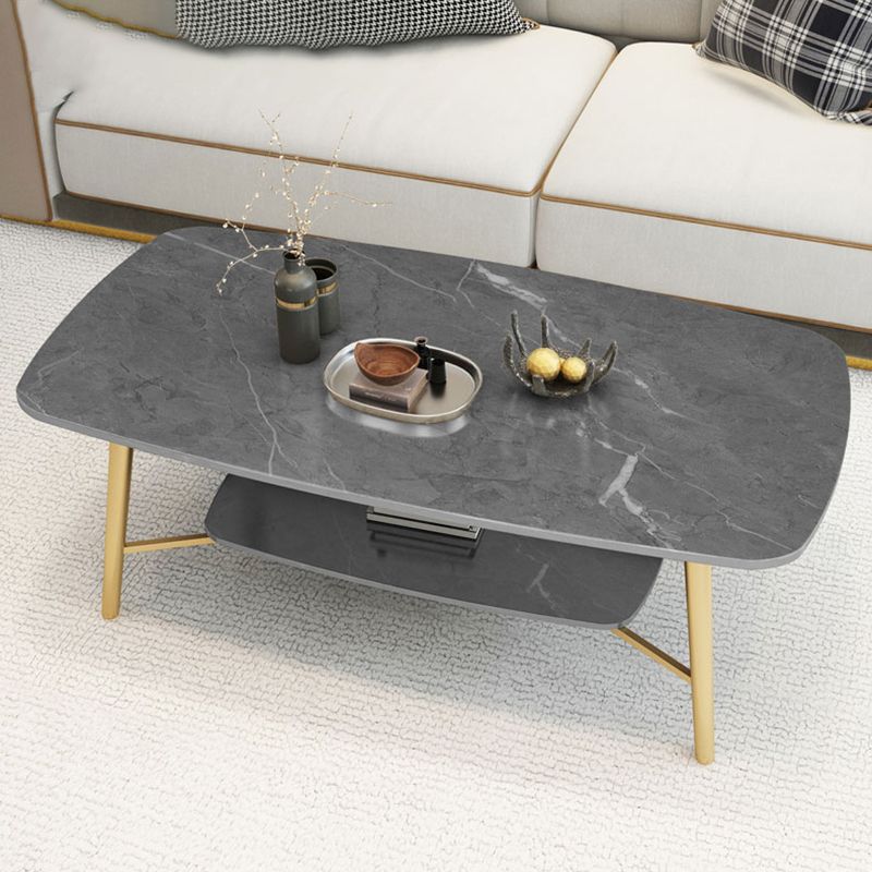 4 Legs Coffee Table Shelf Included Rectangular Cocktail Table