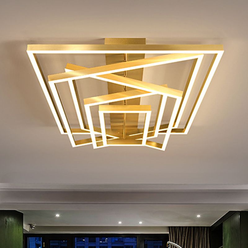 Plafonnier LED rectangulaire réglable, salon contemporain en aluminium, proche du plafonnier