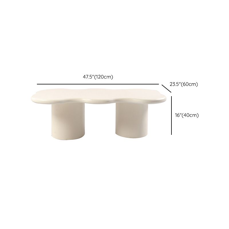 Scandinavian Free Form Coffee Table with Wooden Base in White