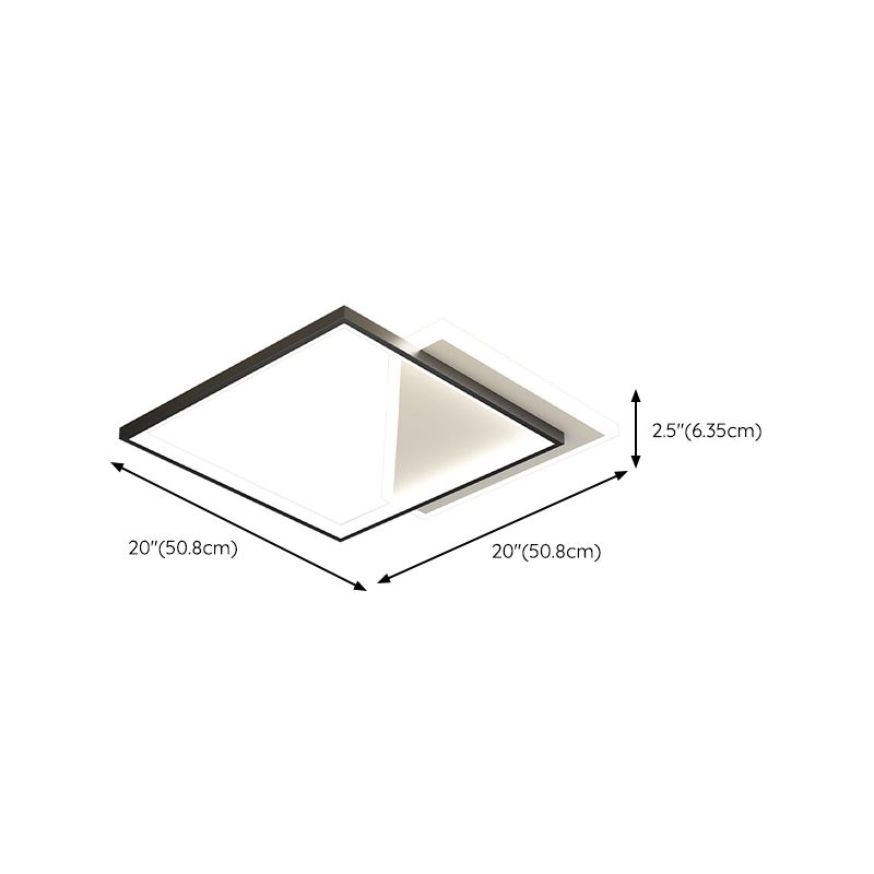 Metal Geometric Shape Flush Mount Light Modern-Style 2 Lights Flush Ceiling Light in Black