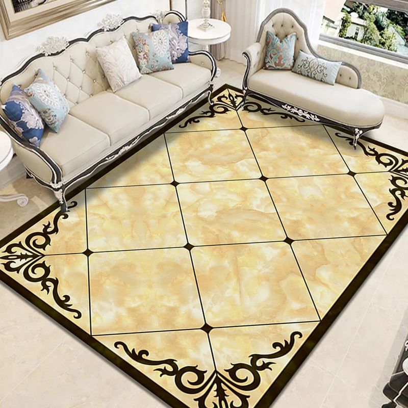 Gorgeous Marble Print Area Rug Funky European Style Rug Non-Slip Backing Carpet for Home Decoration