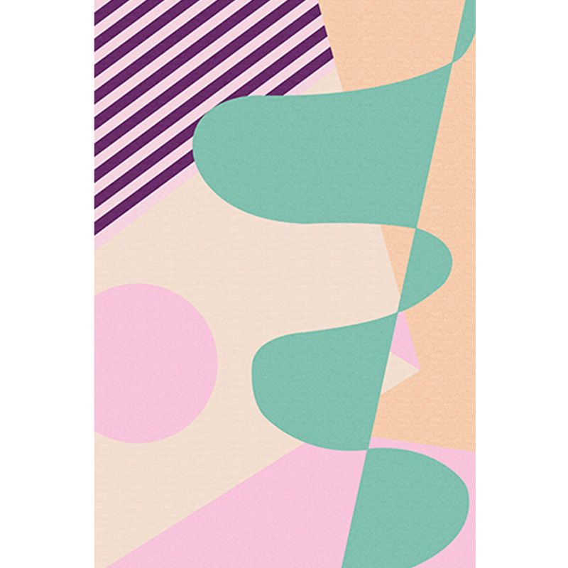 Multicolor Abstract Stripe Pattern Rug Polyester Modern Rug Washable Anti-Slip Pet Friendly Area Rug for Living Room