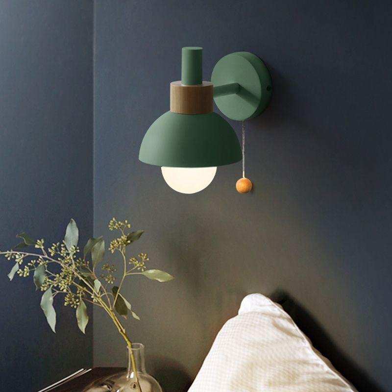1 Light Dome Wall Sconce Lights Minimalist Metal for Bedroom
