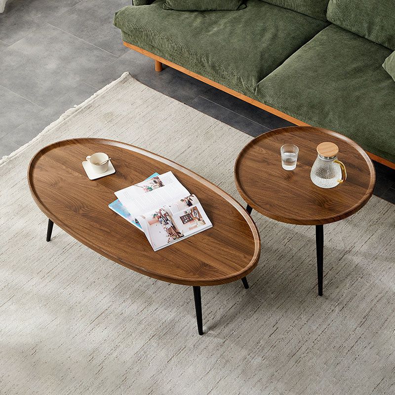 Modern Wood Coffee Table Four-Leg Accent Table in White/Brown/Black