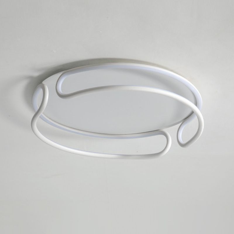 Circle Ceiling Mounted Light Modern Style Metal LED White Ceiling Light Fixture