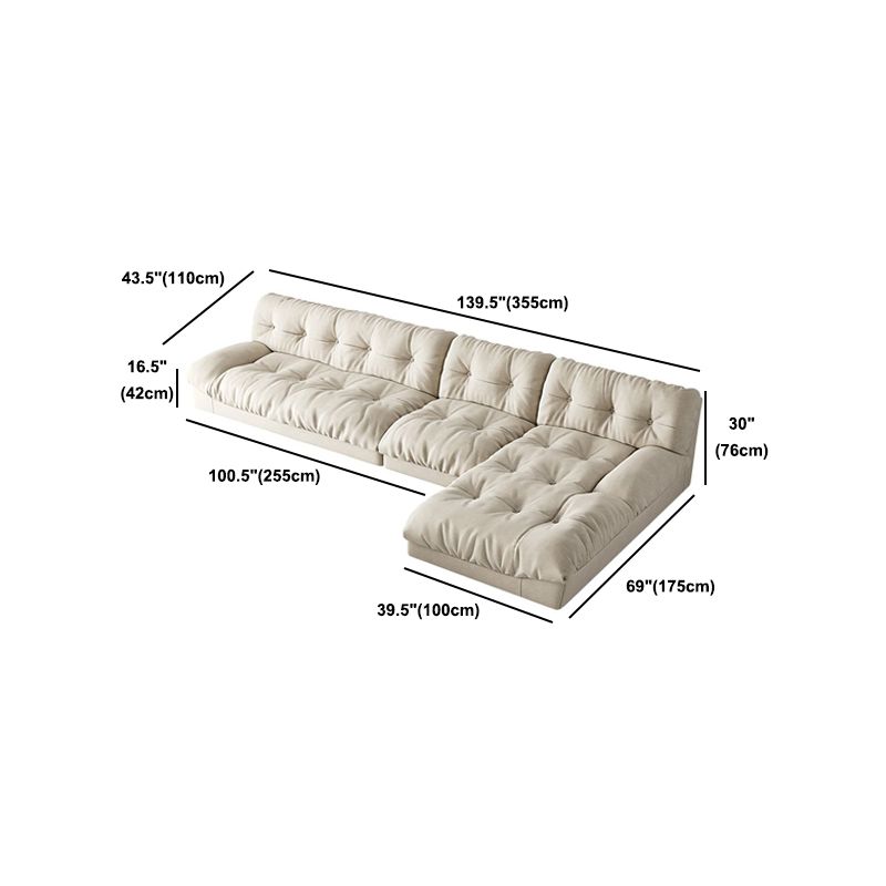 Modern White Tufted Sofa & Chaise 29.92" H Velvet Armless Sofa