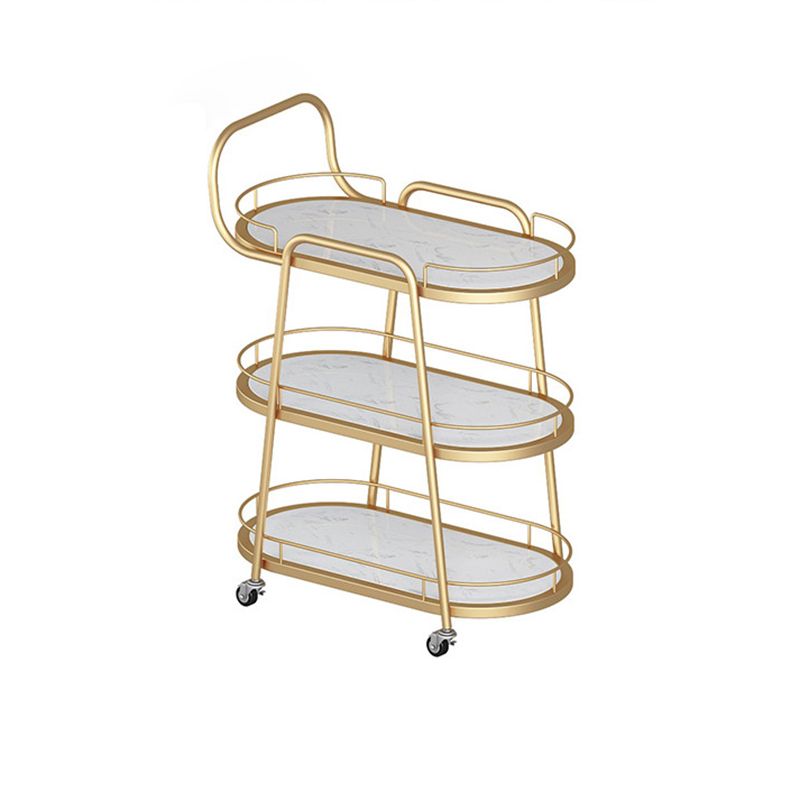 Contemporary Oval Metal Prep Table 32.28"H Rolling Prep Table for Dining Room