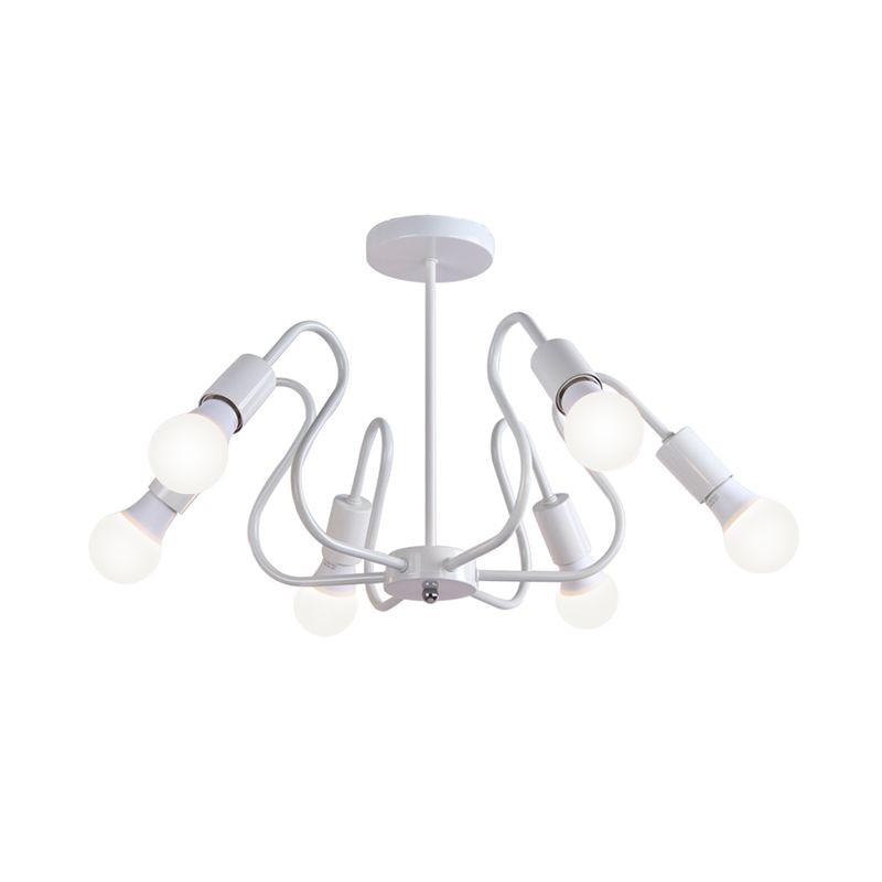 Bombilla expuesta de metal, iluminación de montaje semiempotrado, luz de techo Industrial Retro de 3/5/6 cabezales para comedor en negro/blanco