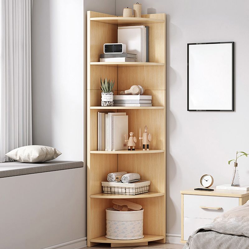 Corner Wood Accent Chest with Shelves Contemporary Side Cabinet
