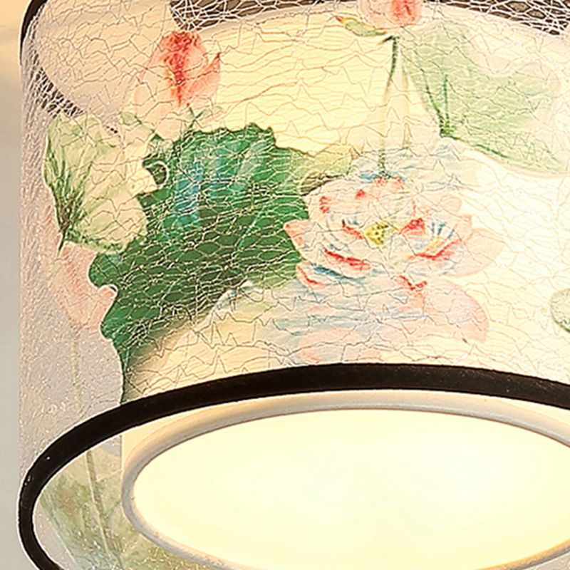 Fabric Light Fixtures Asia Style Fabric Flush Light for Living Room Dinning Room