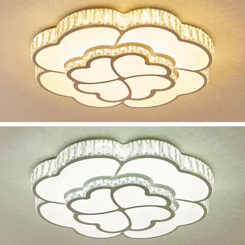 Flower Bedroom Flush Mount Ceiling Fixture Crystal LED Modern Flush Ceiling Light Fixture
