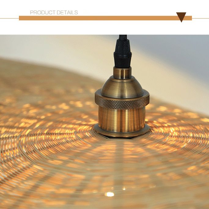 Japanese Style 1-Light Bamboo Hanging Light Fisherman's Hat Shaped Hand Weaving Pendant Lamp