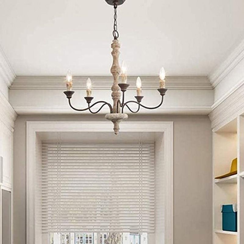 Chandelier de bougie blanche en détresse Style country françai