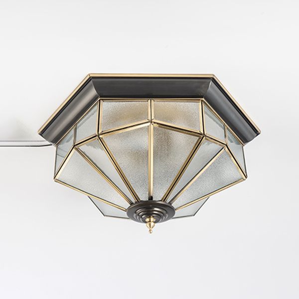 Living Room Colonial Style Ceiling Light Metal Glass Multi Head Overhead Lighting Fixture