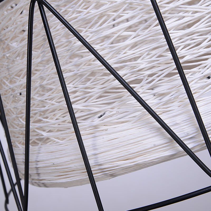 Secchio a soffitto light lodge in stile metallico e corda 1 leggero lampada a sospensione bianca/blu-arancio giallo con telaio di filo