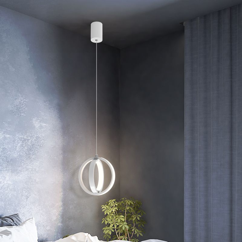 Aluminium LED Hanging Light in Modern Minimalist Style Silicone Globe Pendante Light for Bedroom