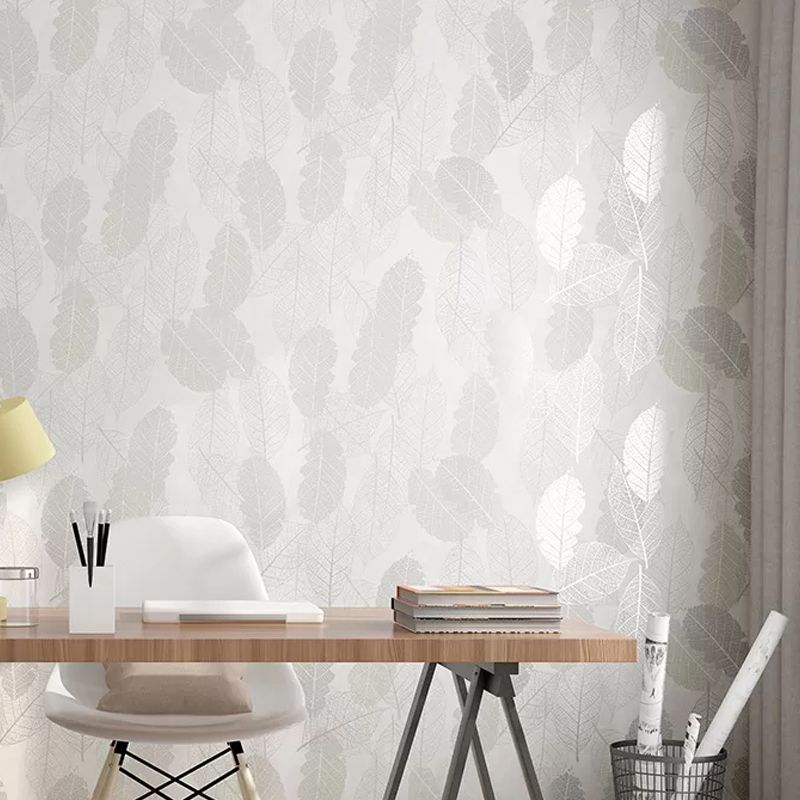 Contemporary Glossed Leaves Wallpaper Abstract Decorative Non-Pasted Wall Covering, 20.5-inch x 31-foot