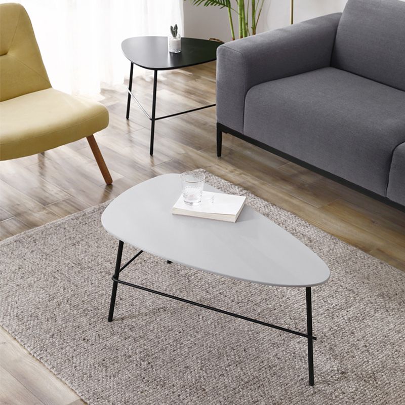 Modern Metal 3 Legs / Trestle Base Triangle / Oval Wood Top Coffee Table