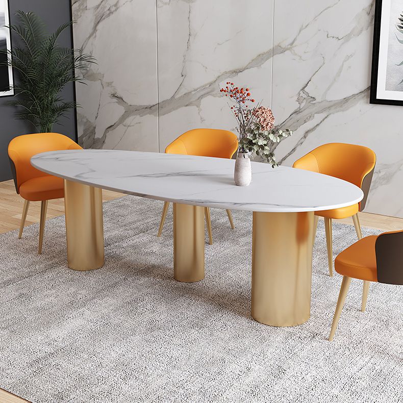 Mesa de comedor de piedra sinterizada de lujo con 3 patas para restaurante
