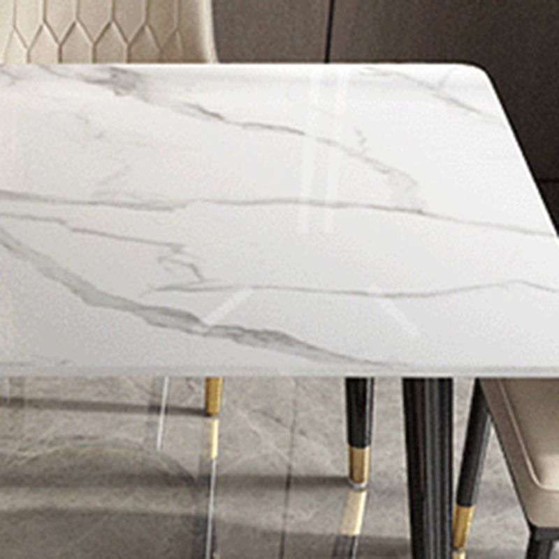 Modern Dining Rectangle Table Sintered Stone Table with Metal Legs for Kitchen