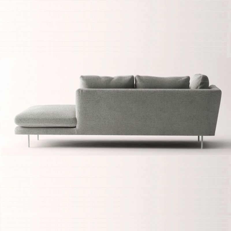 Contemporary Upholstered Cotton Blend Flared Arm Chaise Lounge in Gray