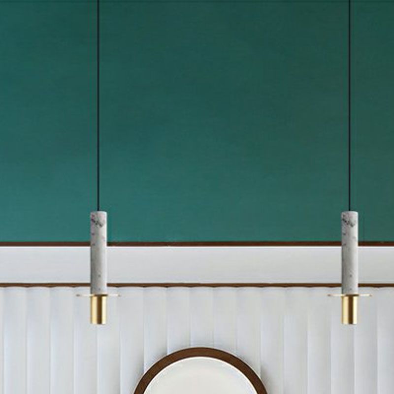 Style de minimalisme LED Hanging Light 1 Tube léger en pierre Suspension Lampe pour le bar de cuisine