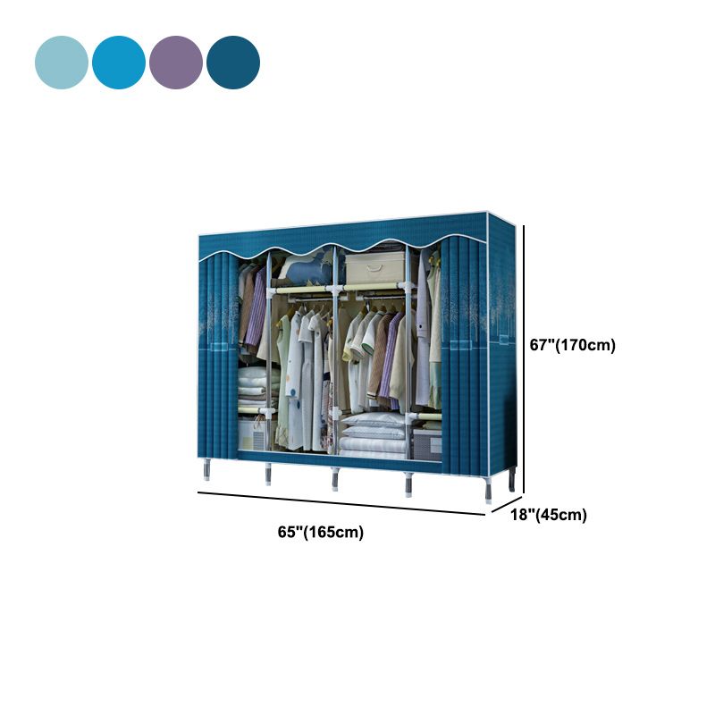 Steel Frame Wardrobe Armoire Contemporary Style Wardrobe with Shelves