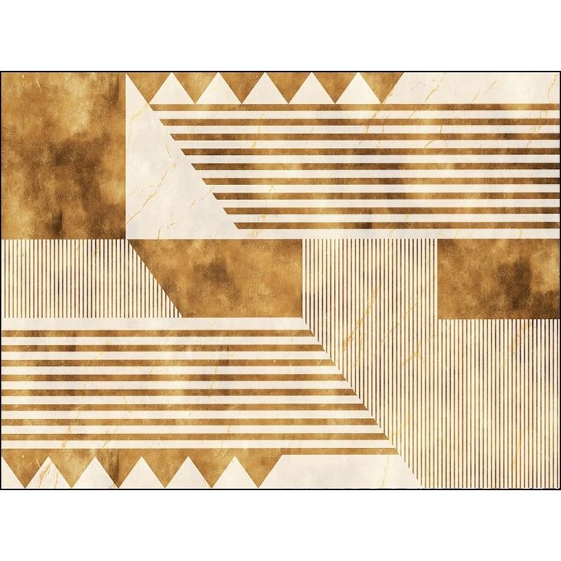 Stylish Geometric Pattern Rug with Stripe Yellow Nordic Rug Polyester Washable Non-Slip Pet Friendly Carpet for Living Room