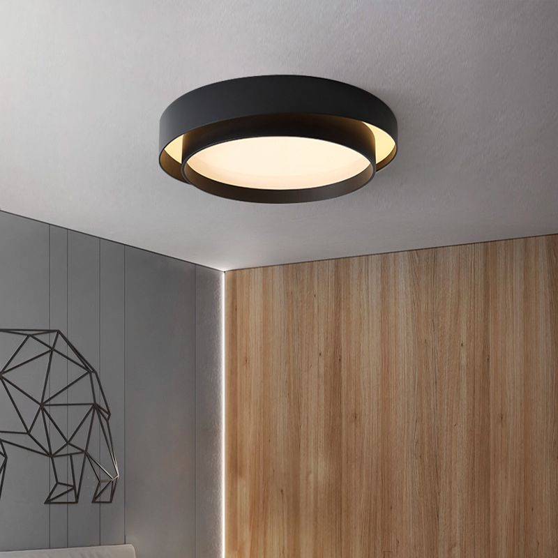 Lámpara de techo LED circular creativa moderna, soporte empotrado de hierro lacado con pantalla acrílica