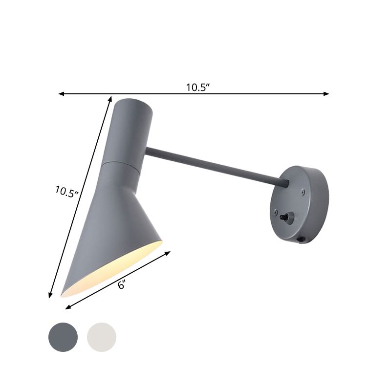 Luz de pared de bengala Minimalista metal 1 cabezal de luz lámpara en blanco/gris con nodo giratorio