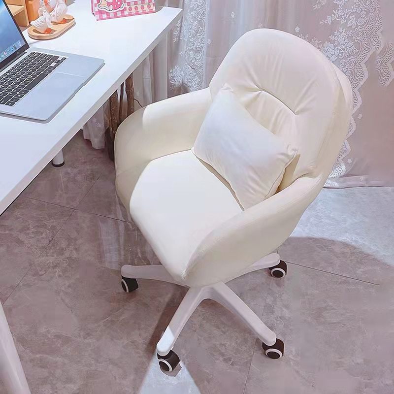 Faux Leather Desk Chair Contemporary Pillow Included Office Chair with Wheels