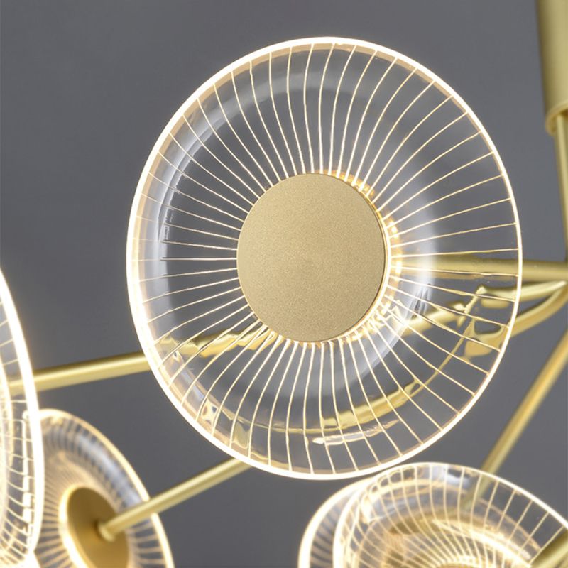 Gold Radial Chandelier Lamp Postmodern LED Acrylic Suspension Light for Living Room