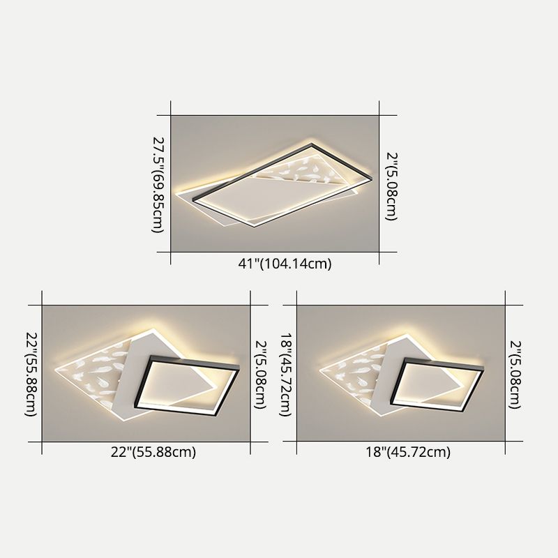 Stagger LED Geometric Feather LED Ceiling Fixture in Modern Simplicity Wrought Iron Flush Mount for Lobby