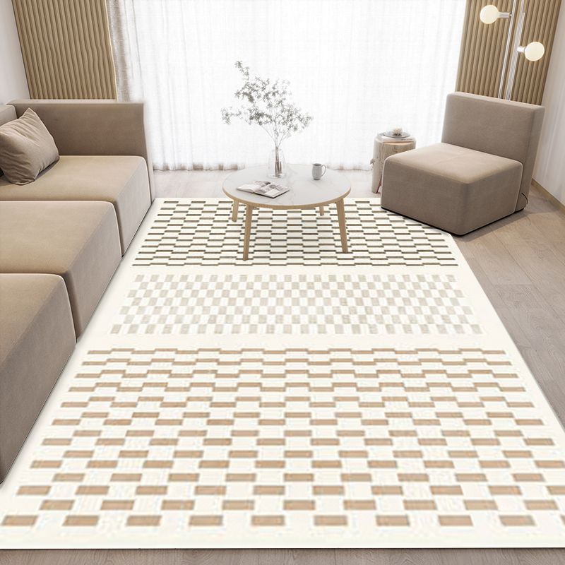 Apricot Casual Rug Polyester Print Rug Stain Resistant Rug for Drawing Room