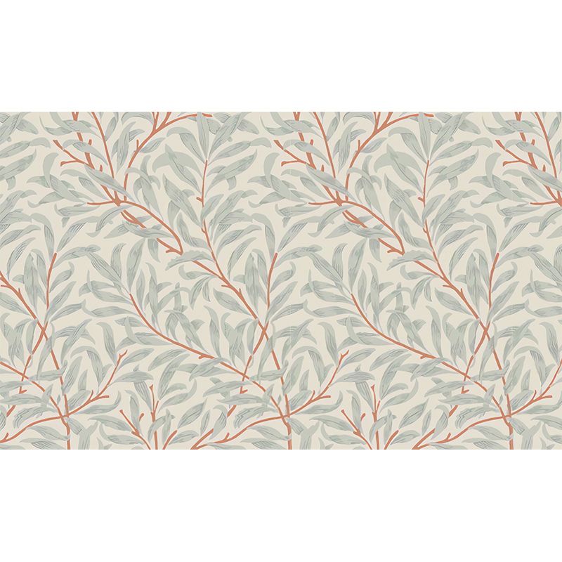 Beige and Green Plant Mural Personalized Size Leaves Wall Covering for Accent Wall