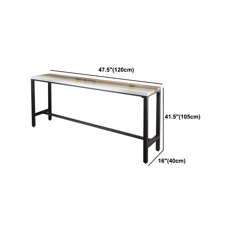 Industrial 1/5 Pieces Bar Table Set Rectangle Wood Counter Table with High Stools for Cafe