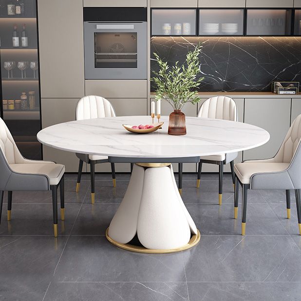 Modern Scalable White Dining Table Stone Table for Dining Room