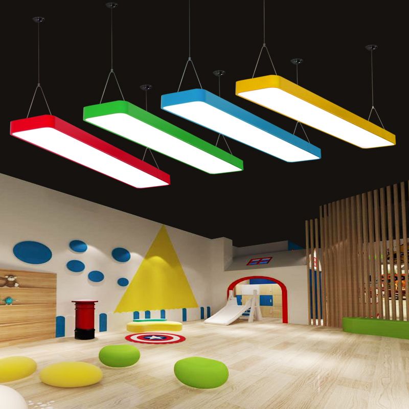 Rectangle Chandelier Light Kit Contemporary Acrylic LED Playroom Ceiling Pendant