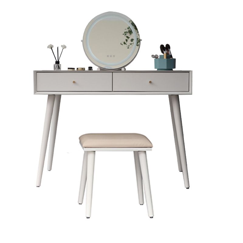 White Solid Wood Makeup Vanity Desk Table with Drawers for Bedroom